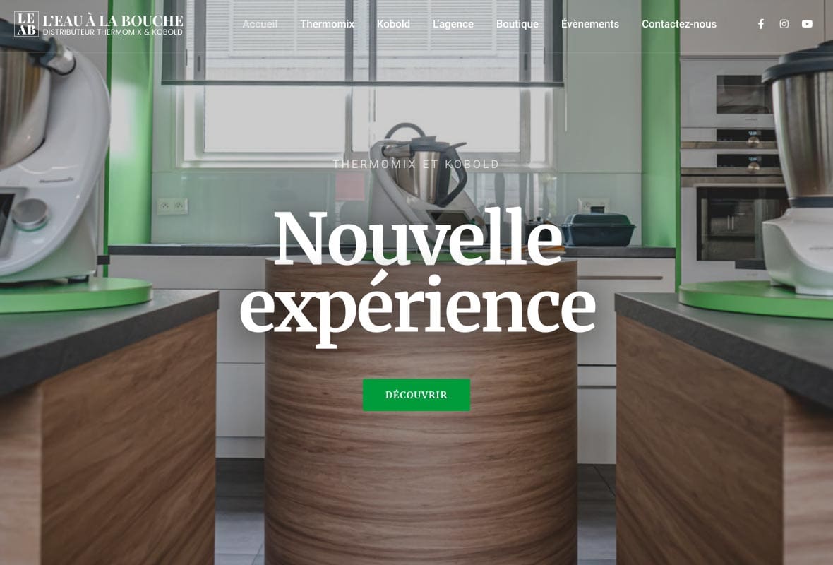 Page d'accueil du site vitrine thermomix et kobold en Nouvelle-Calédonie