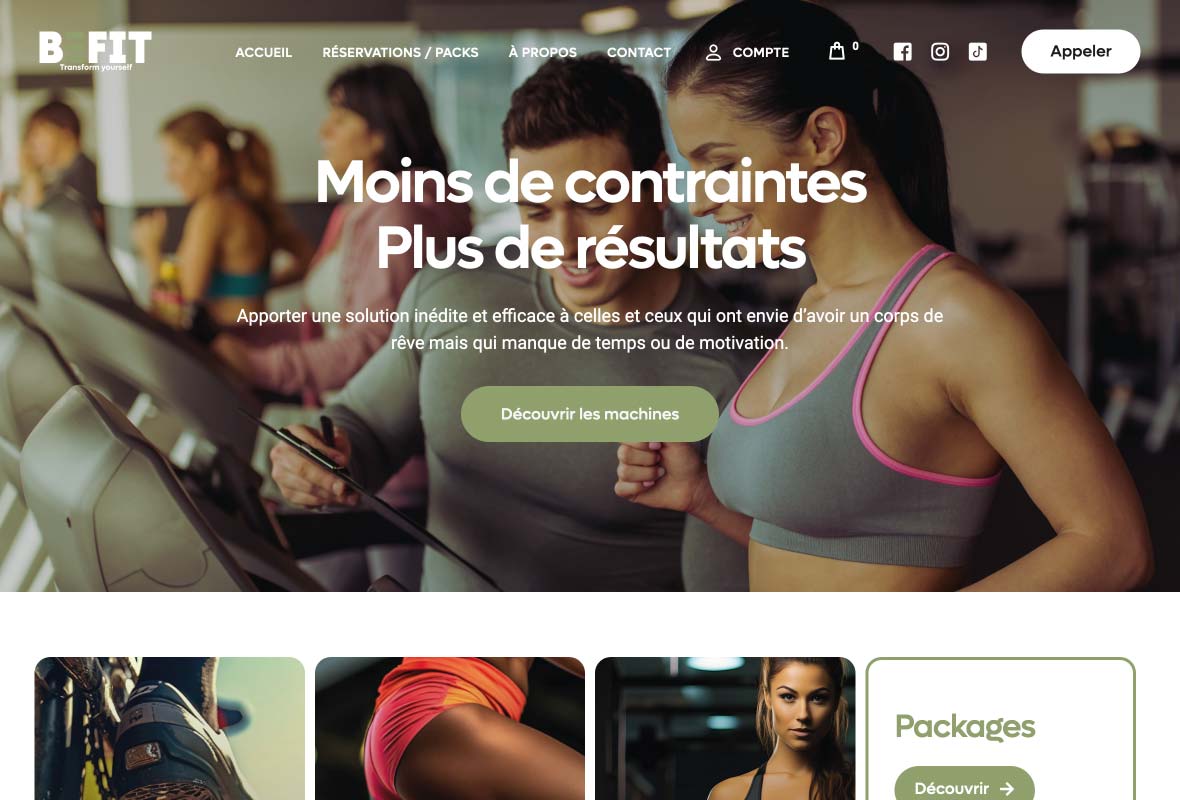 Page d'accueil du site de réservation befit.nc