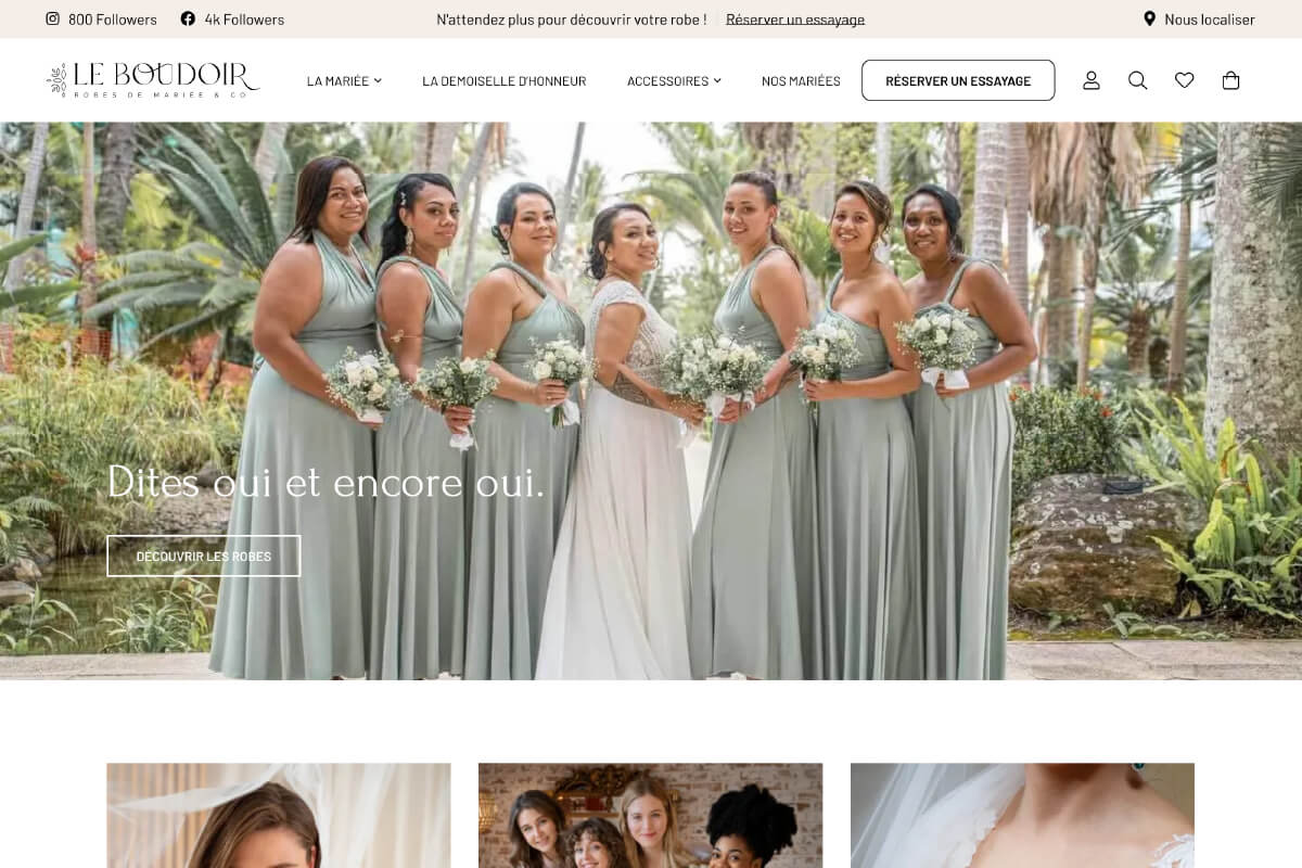 Page d'accueil du site leboudoir.nc