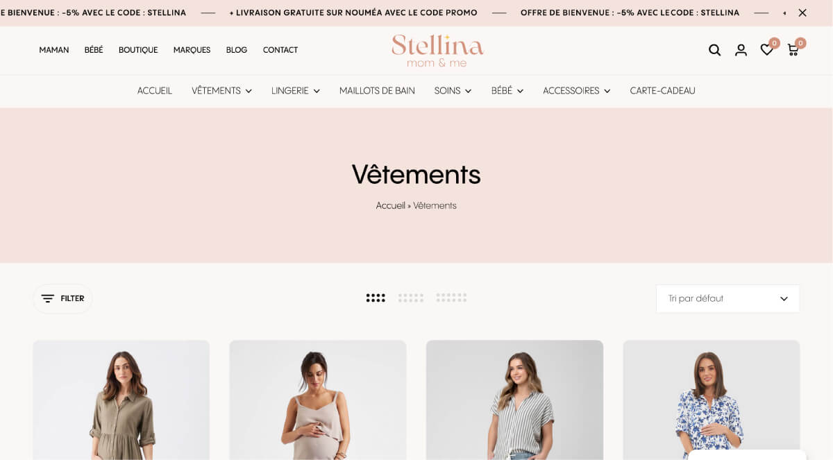 Page des collections du site apsaraco.com